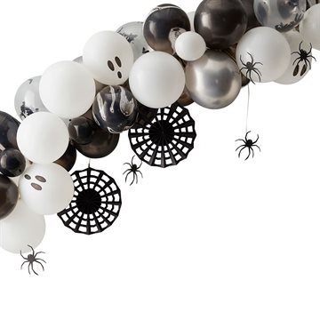 Ballonbue-Kit Halloween hvid/sort ballondekoration til uhyggeligfest